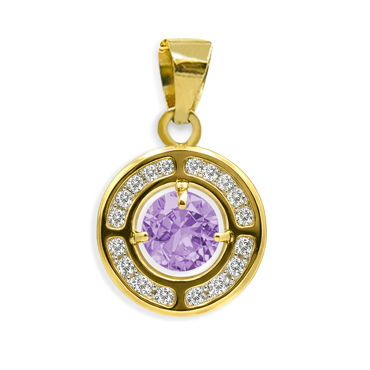 Dije Punto de Luz con Circonia Morado con Micro Circonia Oro 10K