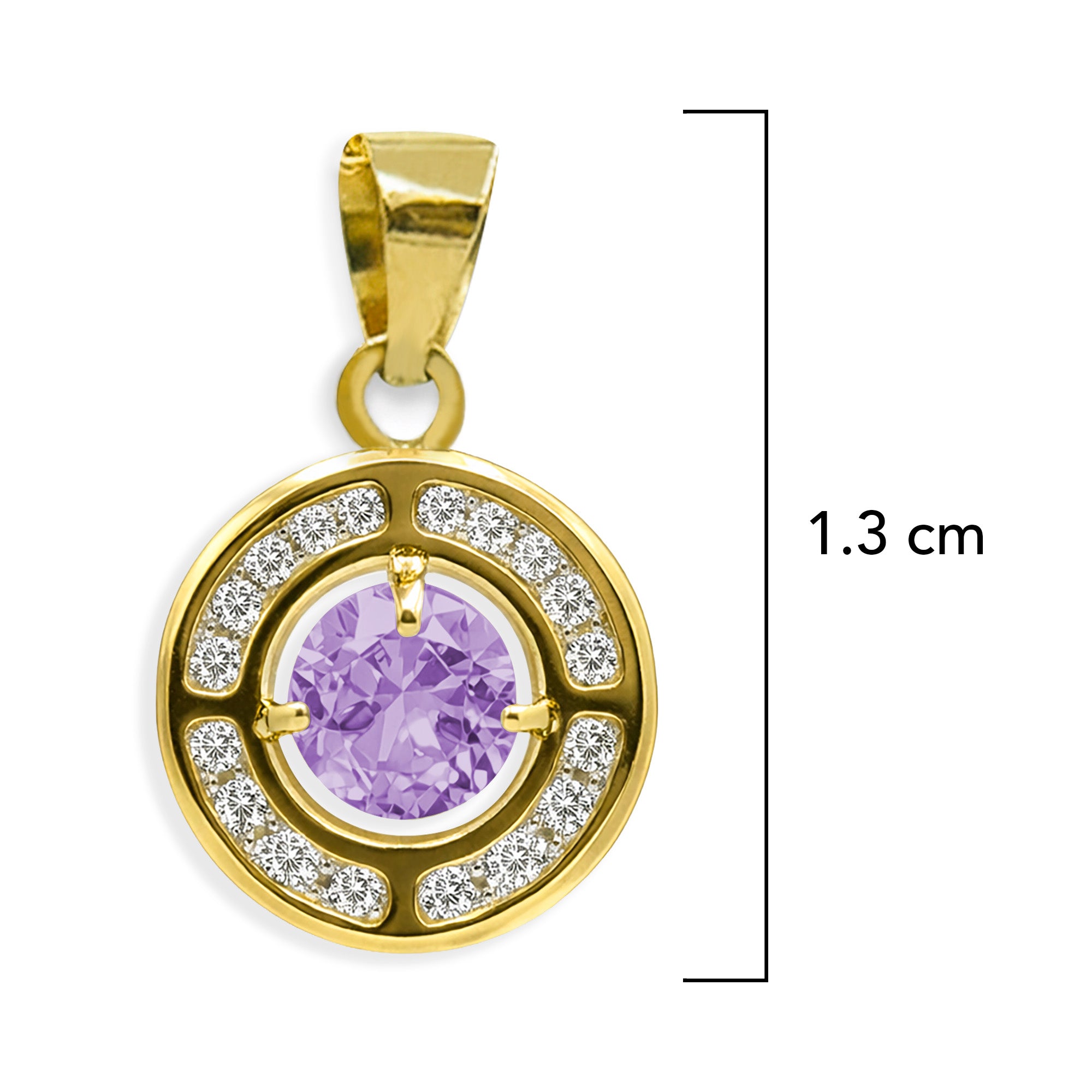 Dije Punto de Luz con Circonia Morado con Micro Circonia Oro 10K