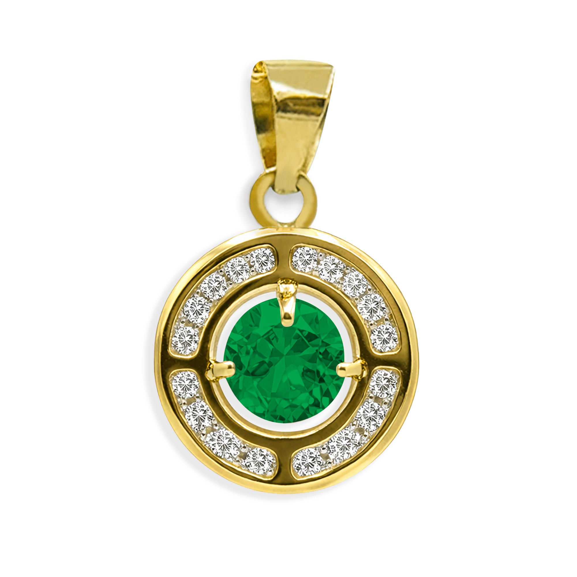 Dije Punto de Luz con Circonia Verde con Micro Circonia Oro 10K
