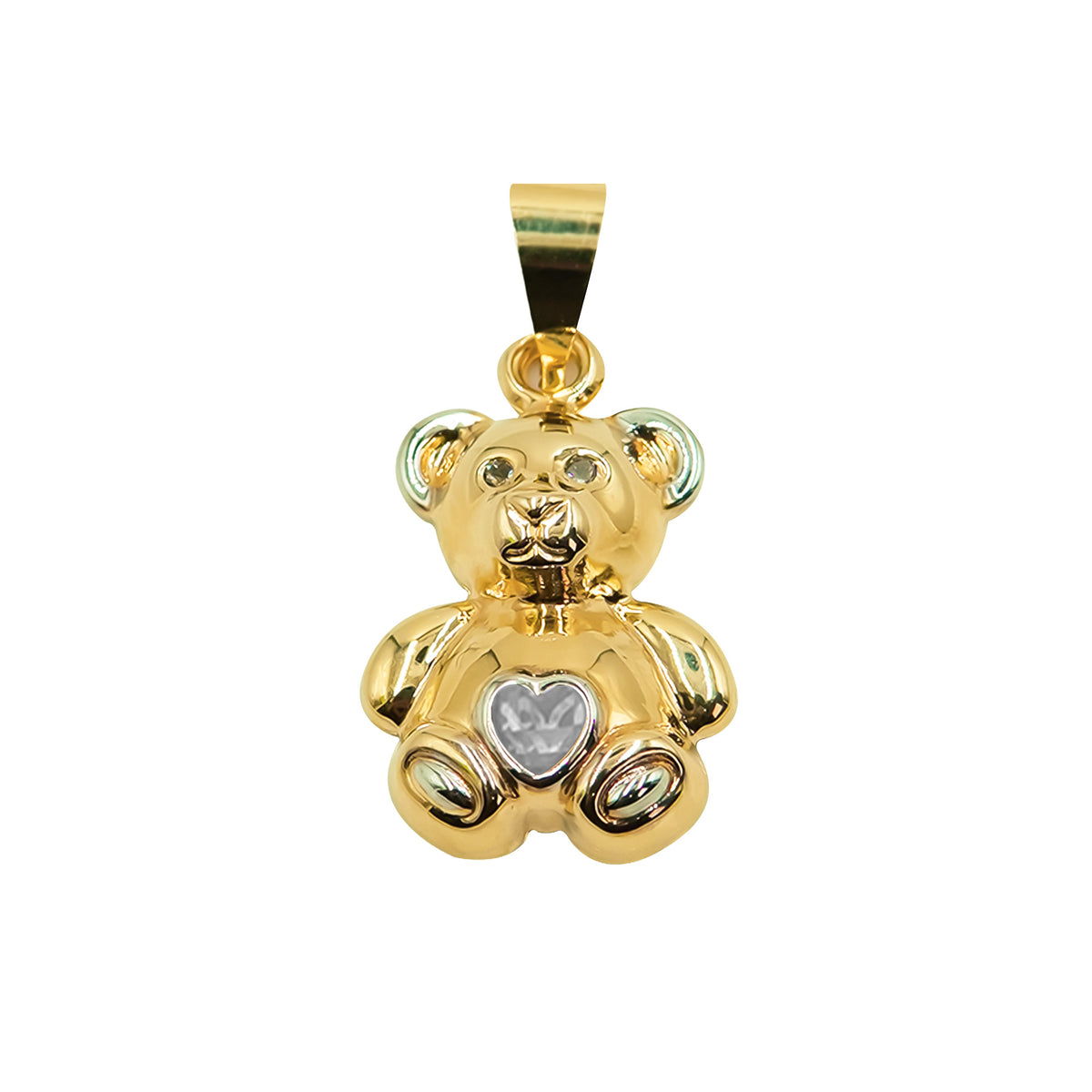 Dije Osito de 2.1cm con Corazón Blanco de Circonia Oro 10K