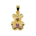 Dije Osito de 2.6cm con Corazón Rosa de Circonia Oro 10K