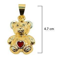 Dije Osito de 4.7cm con Corazón Rojo de Circonia Oro 10K