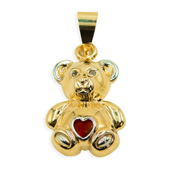 Dije Osito de 4.7cm con Corazón Rojo de Circonia Oro 10K