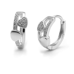 Huggies Dos Corazones con Micro Circonias Plata .925