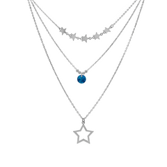 Collar Triple con Estrellas y Swarovski Plata .925