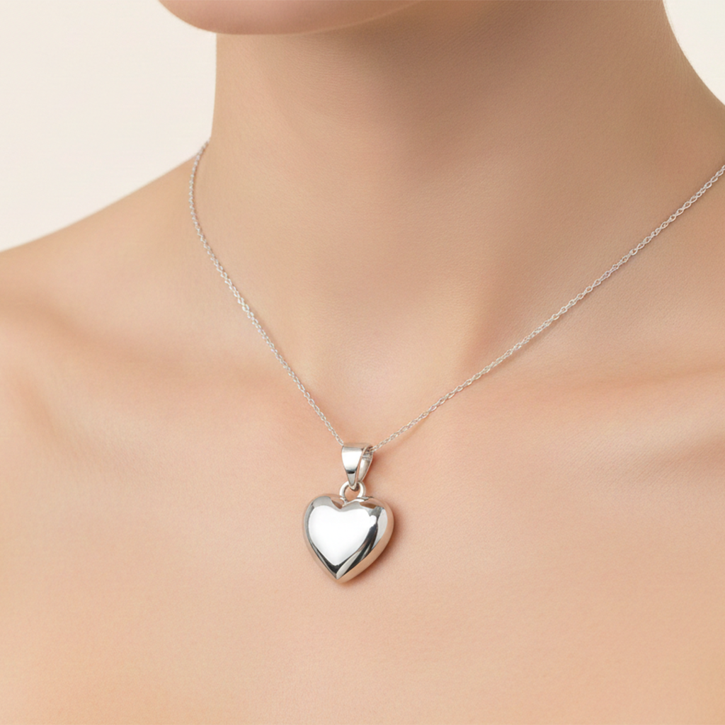 Dije Corazón Bombeado de 2.5cm Plata .925