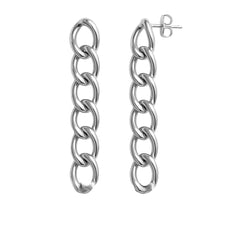 Arete Largo Eslabones Grandes Hecho a Mano Plata .925