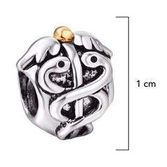 Charm Inspirado Pan 1:1 Simbolo de Medicina Plata .925
