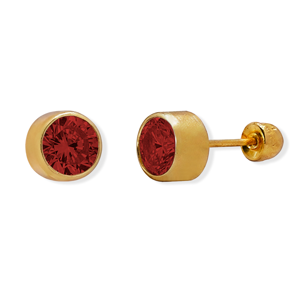 Broquel Tambor Circonia Rojo Oro 10K