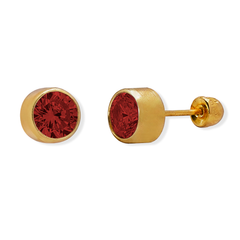 Broquel Tambor Circonia Rojo Oro 10K