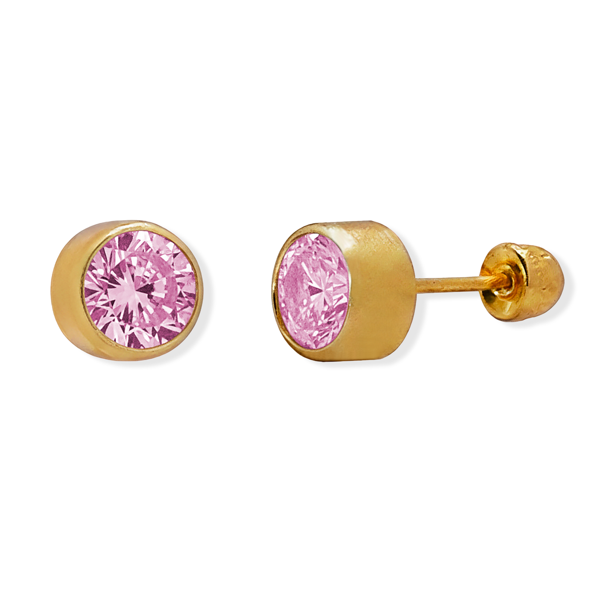 Broquel Tambor Circonia Rosa Oro 10K