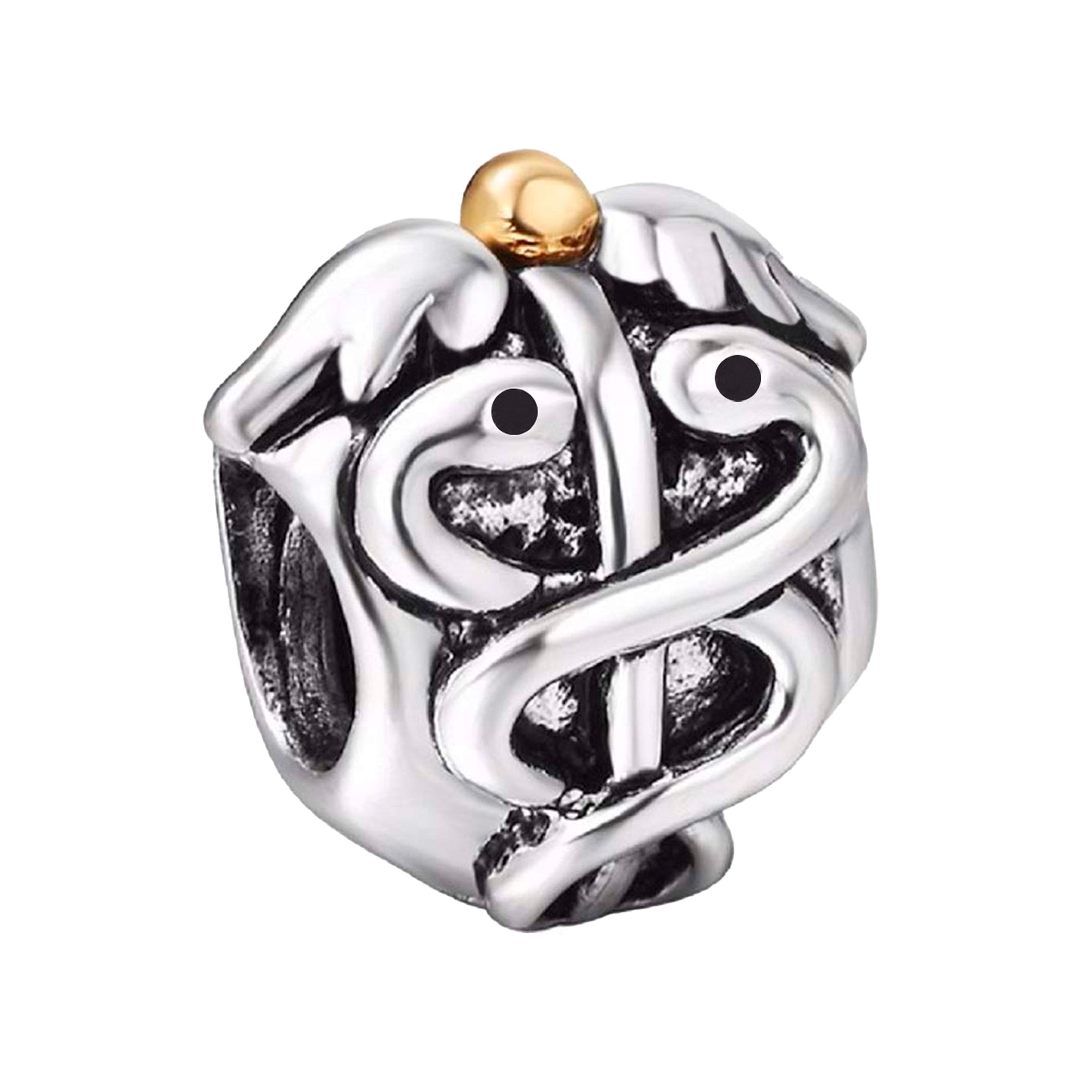 Charm Inspirado Pan 1:1 Simbolo de Medicina Plata .925