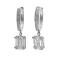 Huggies con Circonia Baguette y Micro Circonias Plata .925 con Baño de Rodio