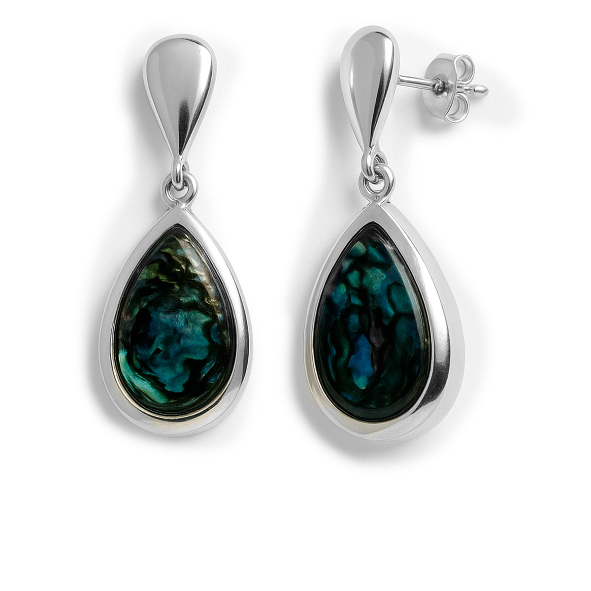 Arete Mediano de Piedra Natural Hecho a Mano Plata .925