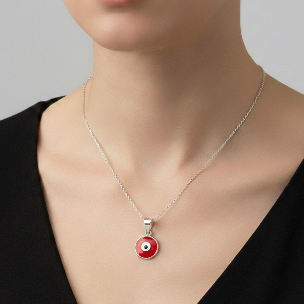 Dije Ojo Turco Rojo Plata .925