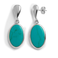 Arete Mediano de Piedra Natural Hecho a Mano Plata .925