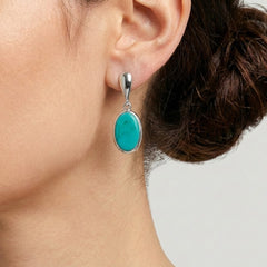 Arete Mediano de Piedra Natural Hecho a Mano Plata .925