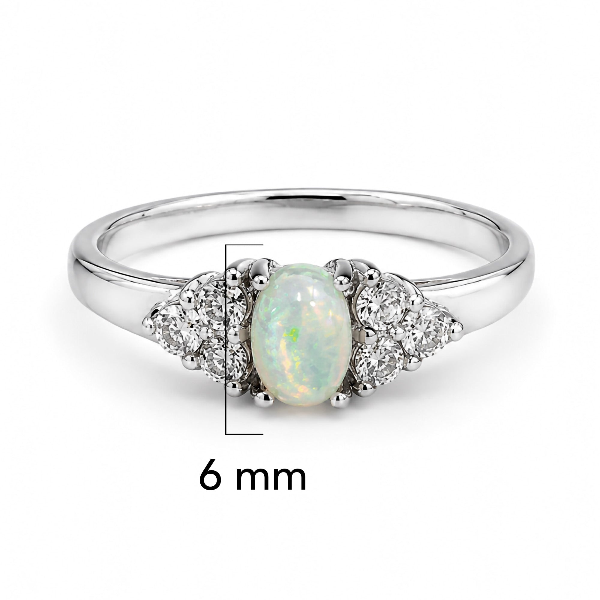 Anillo Piedras Preciosas Ópalo de Etiopía con Circonias, Plata .925 con Rodio