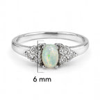Anillo Piedras Preciosas Ópalo de Etiopía con Circonias, Plata .925 con Baño de Rodio