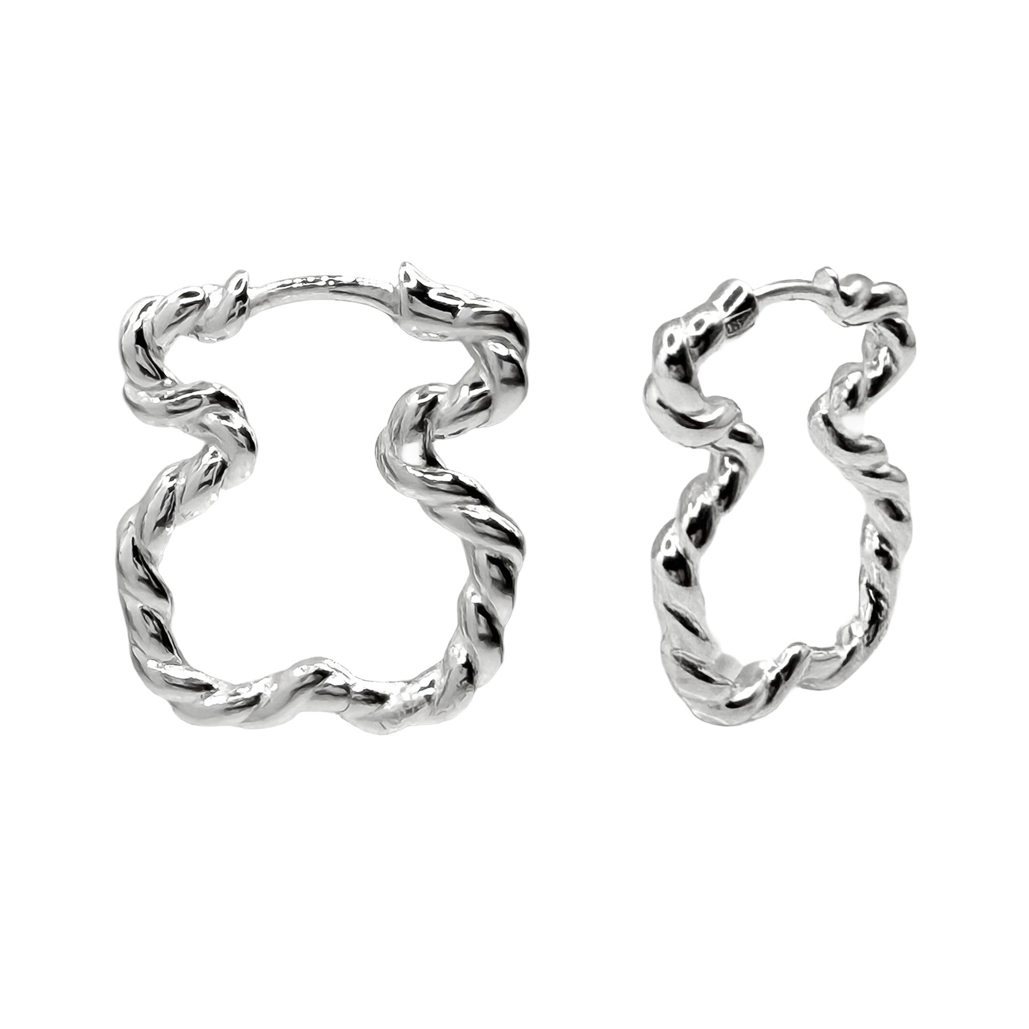 Arracada Inspirado Osos 1:1 Torcido, 2.2 cm Plata .925