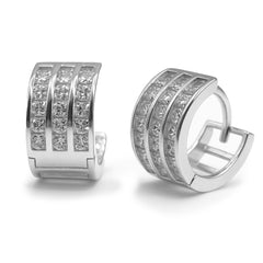 Huggies Ancha con Lineas de Circonias Plata .925