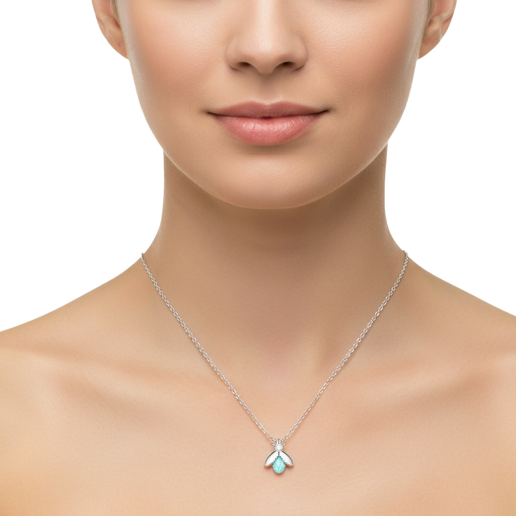 Collar Catarina Opalo con Circonia Plata .925 con Rodio