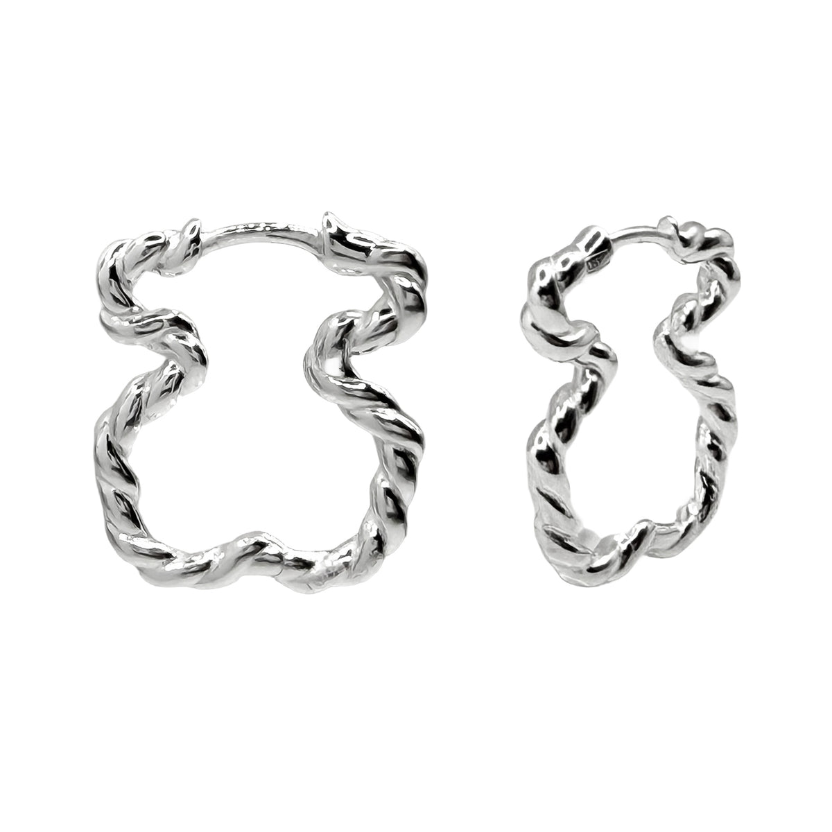 Arracada Inspirado Osos 1:1 Torcido, 2.2 cm Plata .925