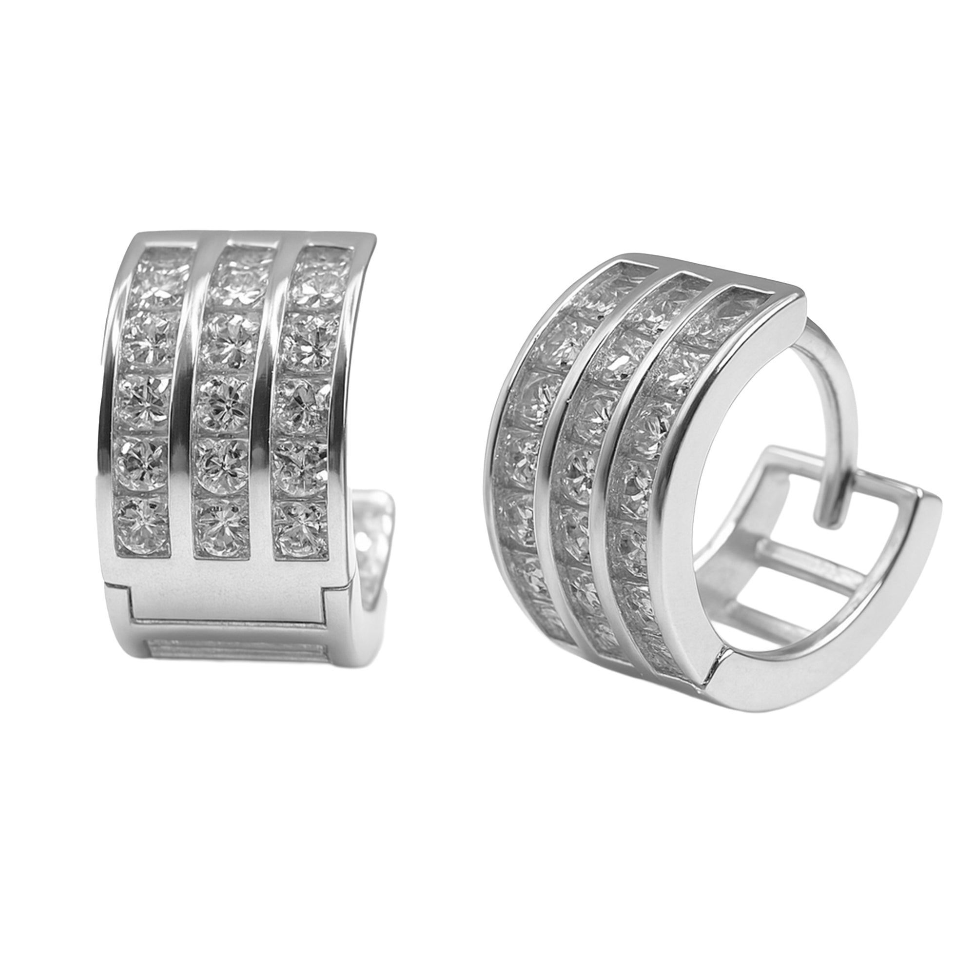 Huggies Ancha con Lineas de Circonias Plata .925
