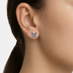 Broquel Mariposa Alas Picudas con Micro Circonias Plata .925 con Rodio