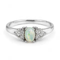 Anillo Piedras Preciosas Ópalo de Etiopía con Circonias, Plata .925 con Baño de Rodio