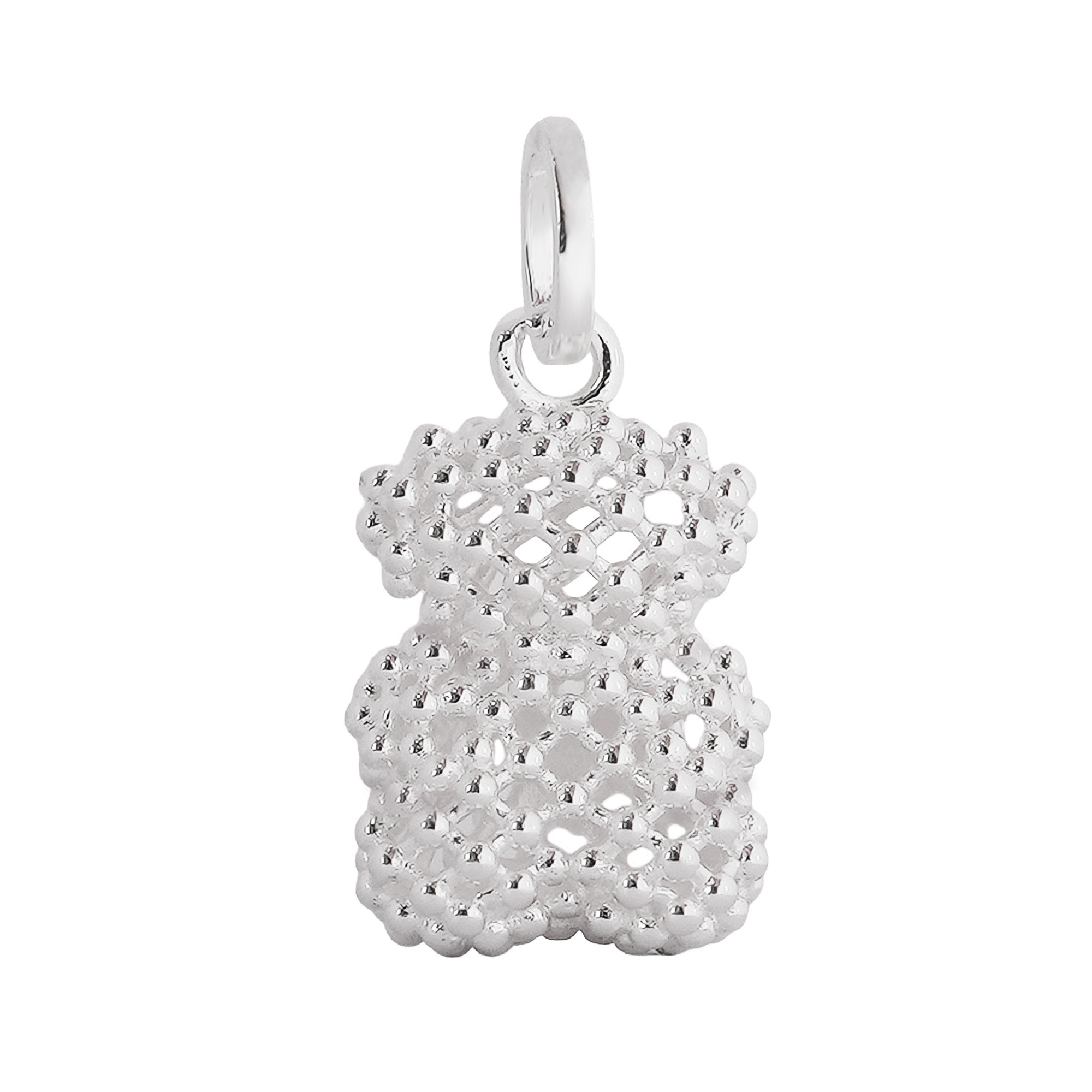 Dije Oso 1.1  Bombeado 2.4 cm Bolitas Chicas Plata .925