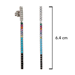 Arete Largo Osos 1.1 Multicirconias, Plata 925 Con Baño De Rodio