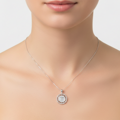 Dije Medalla de Micro Circonias con Cruz Plata .925