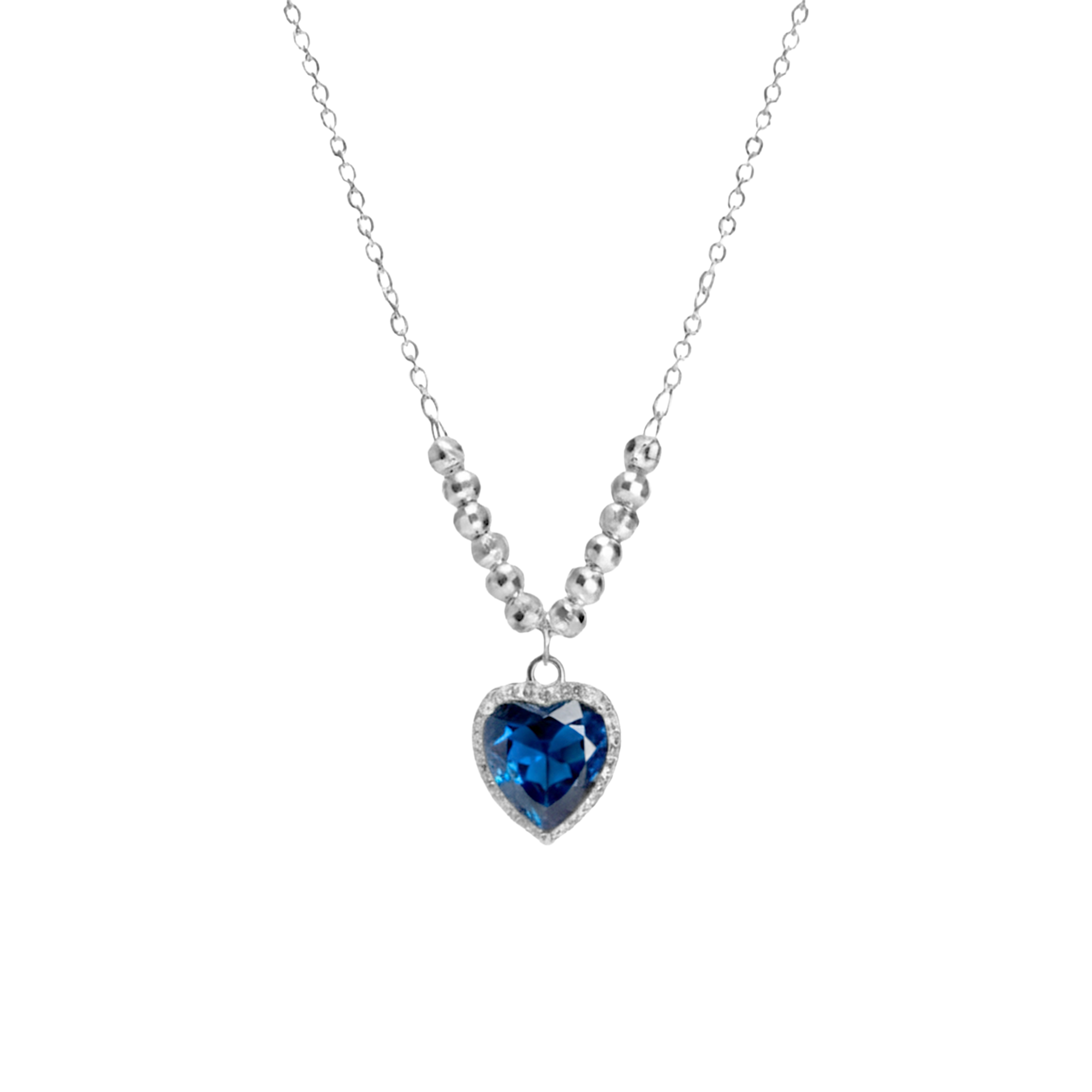 Collar Circonia Corazón con Micro Circonias y Bolitas diamantadas Plata .925