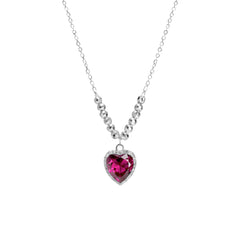 Collar Circonia Corazón con Micro Circonias y Bolitas diamantadas Plata .925