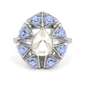 Anillo Piedras Preciosas Ópalo de Etiopía en Gota con Alexandritas, Plata .925 con Baño de Rodio