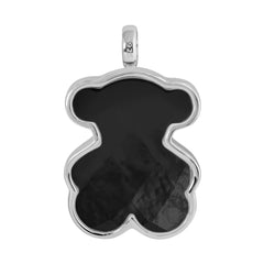 Dije Inspirado Oso 1:1 Onix Facetado Maxi Grande Plata .925 con Rodio