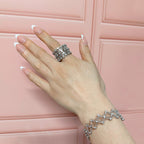 Brazalete Dos Usos Pulsera o Anillo con Siluetas de Estrellas y Circonias Plata .925 con Baño de Rodio