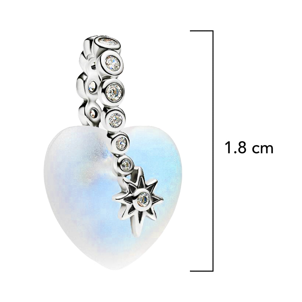 Charm Inspirado Pan 1:1 Corazon Piedra Luna Con Micro Circonias Plata .925