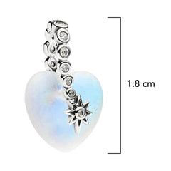 Charm Inspirado Pan 1:1 Corazon Piedra Luna Con Micro Circonias Plata .925