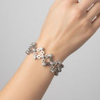 Brazalete Dos Usos Pulsera o Anillo con Siluetas de Estrellas y Circonias Plata .925 con Baño de Rodio