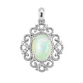 Dije Piedras Preciosas Ópalo de Etiopía Estilo Virreinal con Circonias, Plata .925 con Baño de Rodio