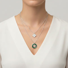 Collar Inspirado LV Piedras Naturales con Micro Circonias Plata .925 con Rodio