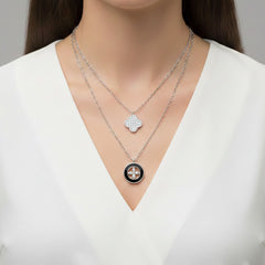 Collar Inspirado LV Piedras Naturales con Micro Circonias Plata .925 con Rodio