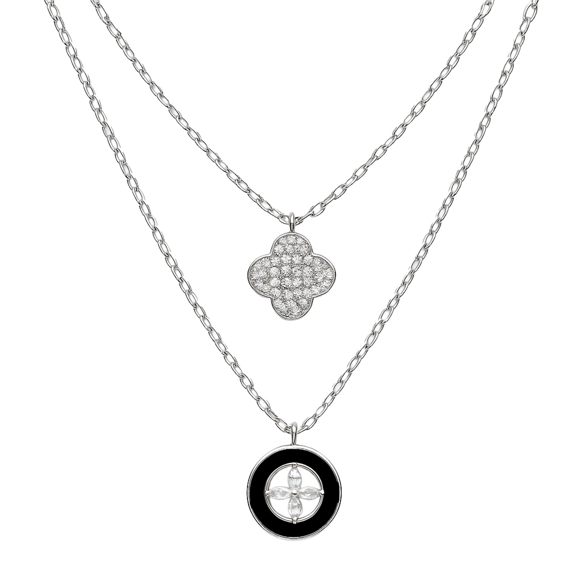 Collar Inspirado LV Piedras Naturales con Micro Circonias Plata .925 con Rodio