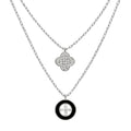 Collar Inspirado LV Piedras Naturales con Micro Circonias Plata .925 con Baño de Rodio