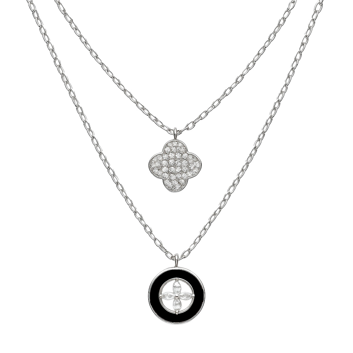 Collar Inspirado LV Piedras Naturales con Micro Circonias Plata .925 con Rodio