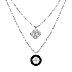 Collar Inspirado LV Piedras Naturales con Micro Circonias Plata .925 con Rodio