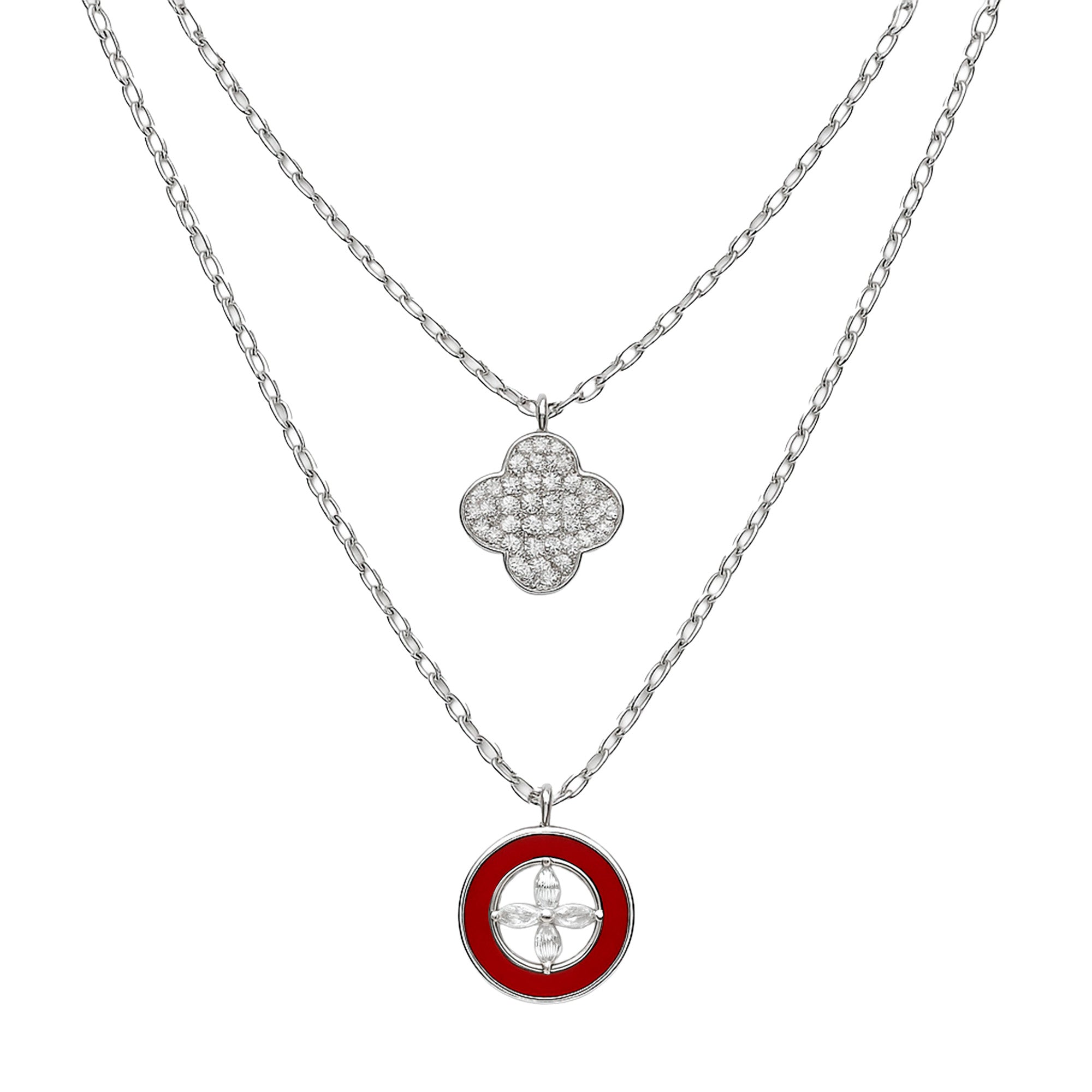 Collar Inspirado LV Piedras Naturales con Micro Circonias Plata .925 con Rodio
