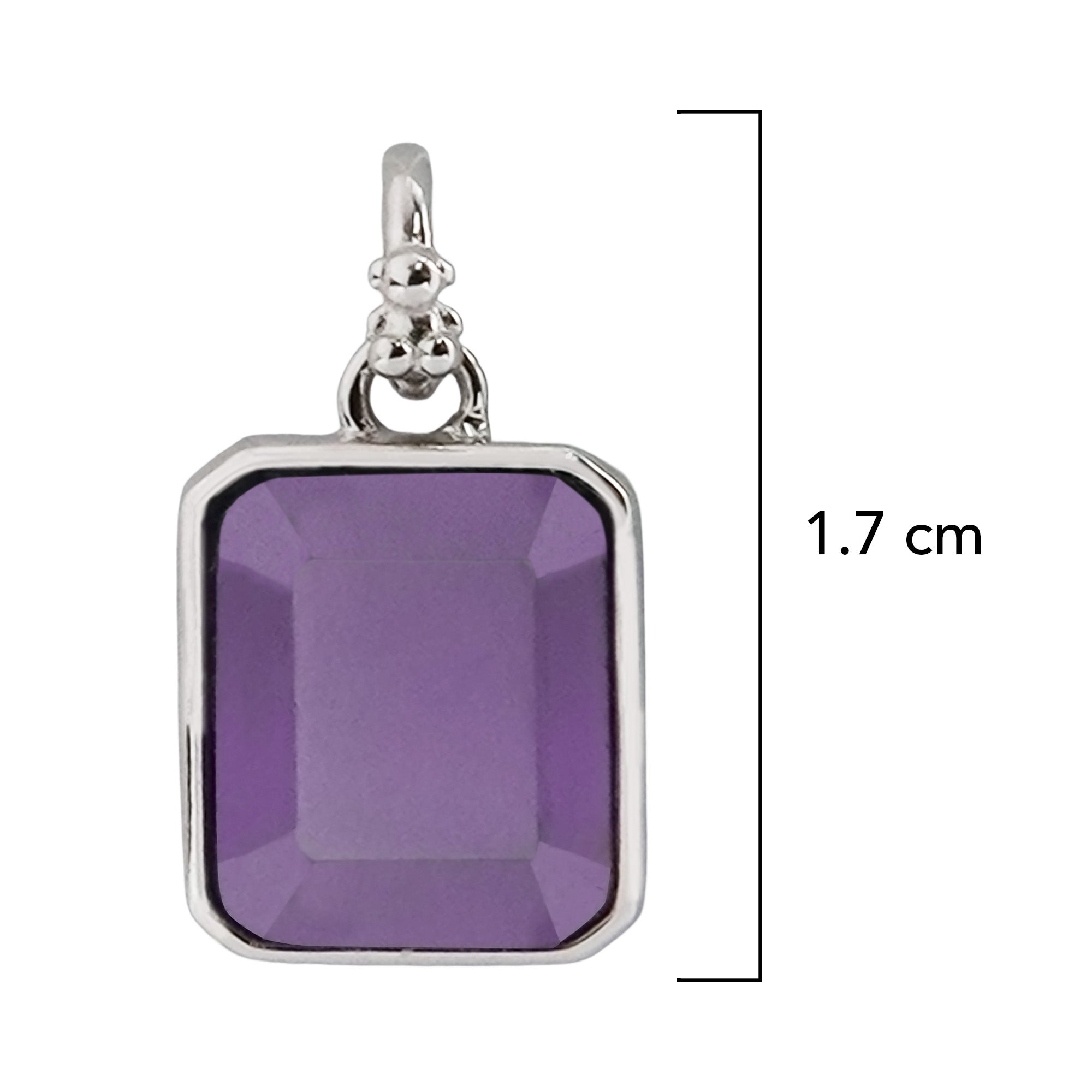 Dije Inspirado Oso 1:1 Rectangulo Circonia Morada Plata .925 con Baño de Rodio